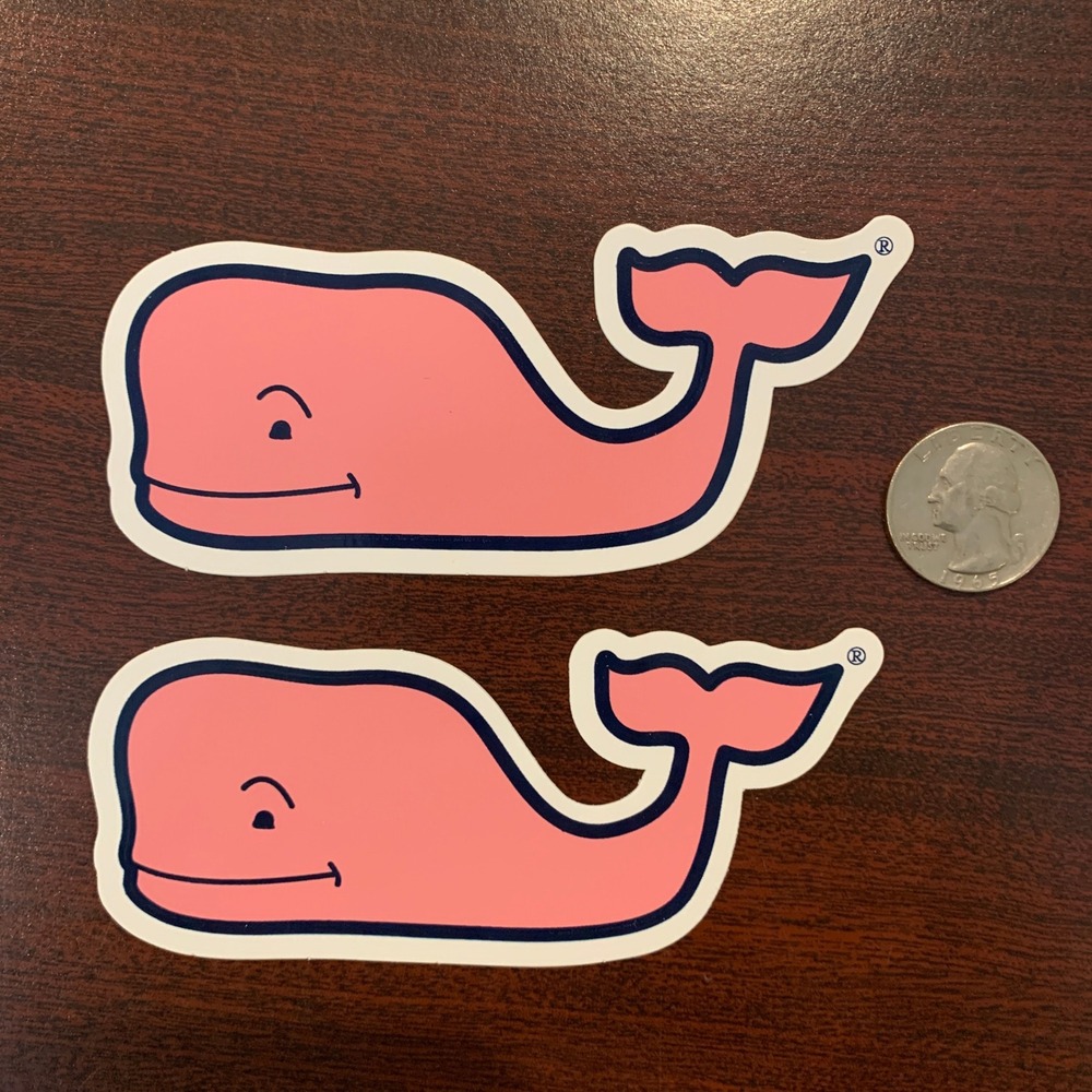 Vineyard Vines Pink Whale Logo Stickers Set of 2 Preppy Vinyl Decals